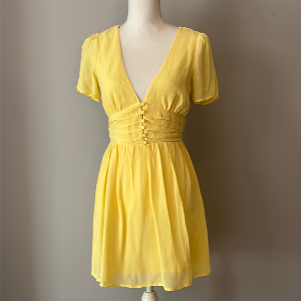 Yellow Flutter Sleeve V-Neck Sundress